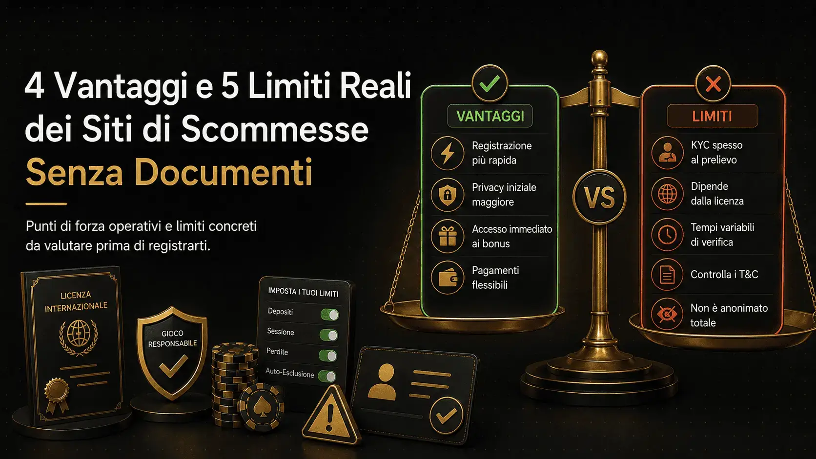 4 Vantaggi e 5 Limiti Reali dei Siti di Scommesse Senza Documenti